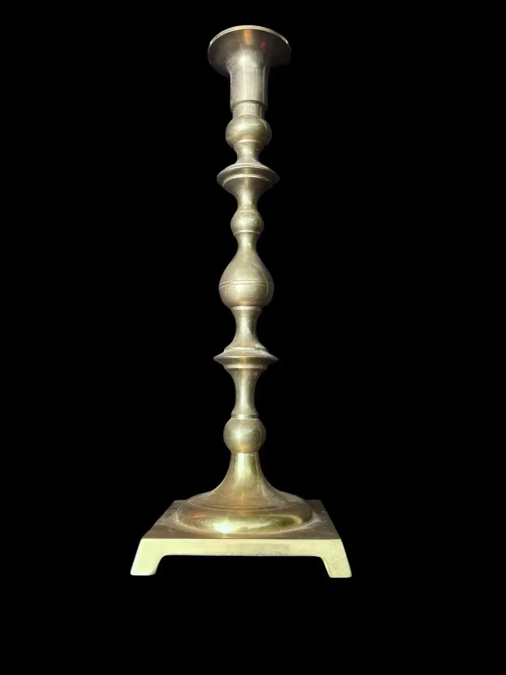 Tall Brass Candlestick 14.5” Heavyweight MCM Style Boho